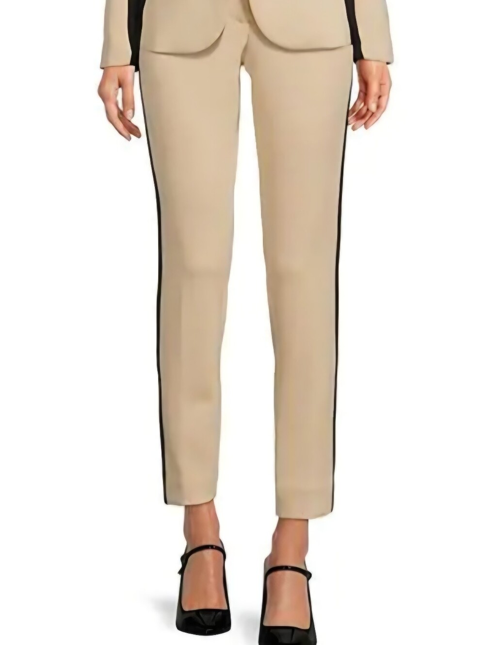 DKNYC Beige Straight-Leg Pants with Black Side Stripe